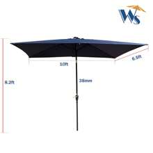 10x6.5ft Rectangular Solar LED Market Umbrella With Crank And Tilt For Patio, Garden, And Pool Shade - Màu xanh hải quân - Xem 6