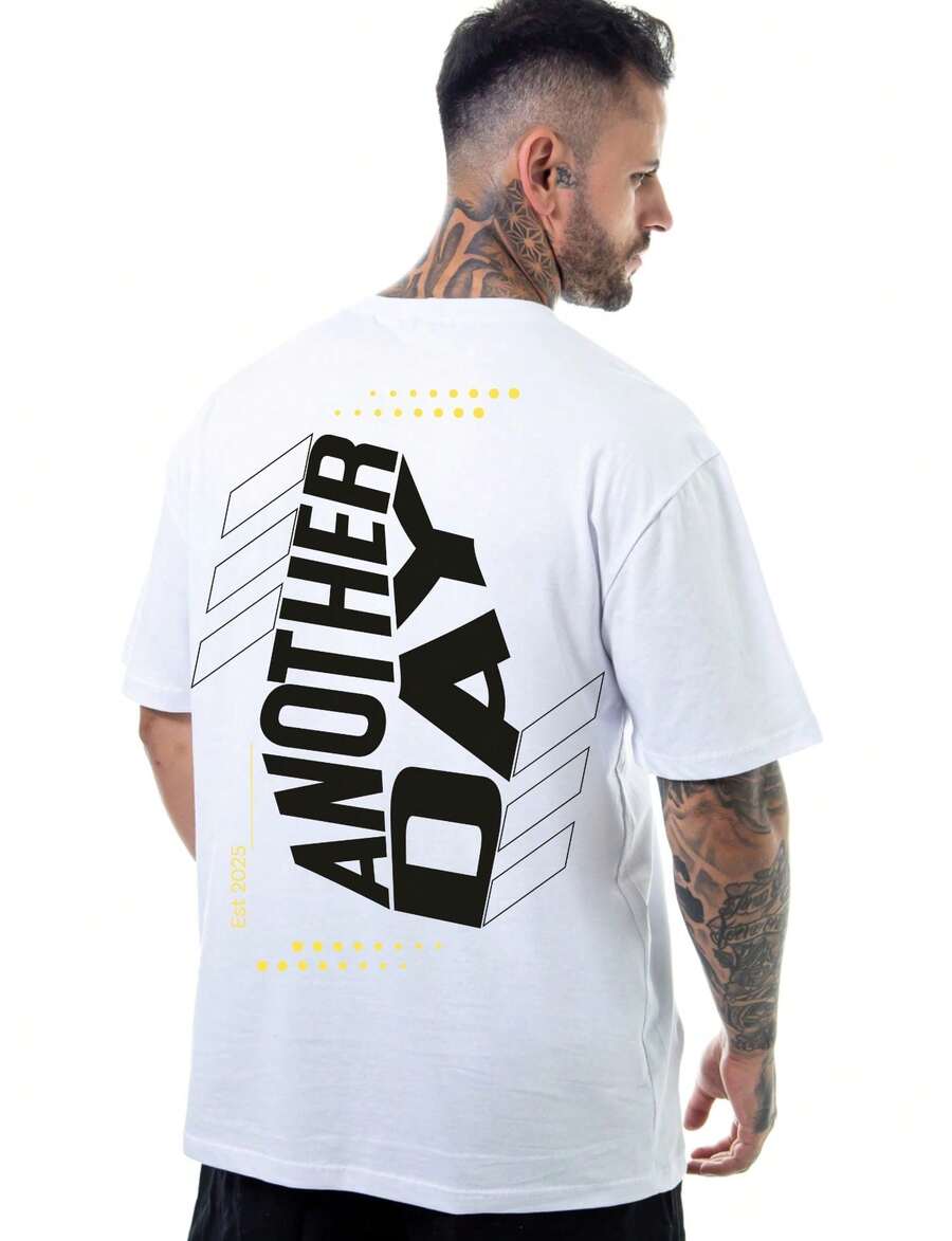 Another Day Oversized T-Shirt Premium Men's Women's 100% Cotton Reinforced Street Fashion - trắng - Xem 1