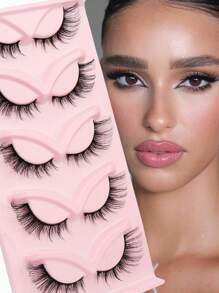 5 对猫眼尾睫毛 - 蓬松自然外观，带卷曲条纹，可重复使用的短款 - 适合初学者 - 眼尾拉長款 - 查看 8