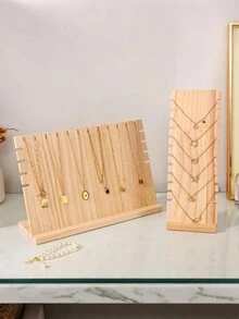Giá trưng bày vòng cổ bằng gỗ lớn, giá đỡ trang sức cho quầy & tủ trưng bày, giá đựng mặt dây chuyền - Màu gỗ - Xem 3