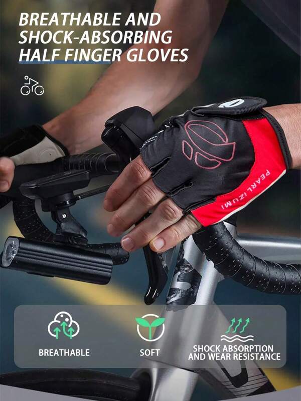 1 Pair Half Finger Gloves Suitable For Fitness,Outdoor,Road Cycling,Anti-Slip Wear-Resistant Breathable Bike Riding Gloves