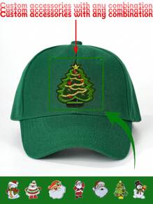 1pc DIY Customizable 8 Styles Of Christmas Accessories And 7 Colors Baseball Cap, Can Be Mixed And Matched, Suitable For Christmas