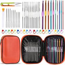 EDCUEBE7 54pcs Multi-Color Premium Crochet Hook Set, Ergonomic Knitting Needle Set With Storage Box, Sewing Needle, Stitch Marker For DIY Handcraft, Suitable For Beginners (Random Color For Storage Bag, Markers, Scissors) - Multicolor - View 13