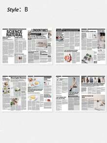 1PC Ins 英文报纸、摄影杂志、拍照装饰道具，适用于服装、家居装饰、美食摄影背景 - 彩色 - 查看 7