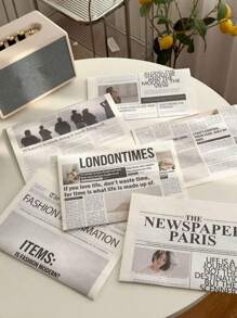 1PC Ins 英文报纸、摄影杂志、拍照装饰道具，适用于服装、家居装饰、美食摄影背景 - 彩色 - 查看 1