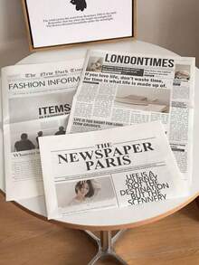 1PC Ins 英文报纸、摄影杂志、拍照装饰道具，适用于服装、家居装饰、美食摄影背景 - 彩色 - 查看 2