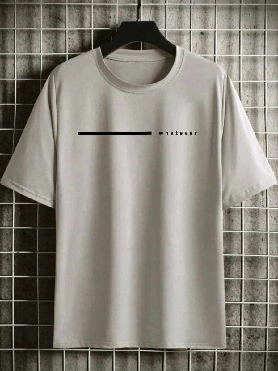 Whatever Men's T-Shirt 100% Cotton New Release - 灰色 - 查看 1