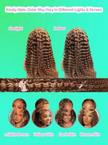 Honey Blonde Deep Wig Human Hair 13x4 HD Highlight Ombre Deep Wave Lace Front Wigs Human Hair Pre Plucked 180% Density 4/27 Colored Wigs For Women Wet And Wavy Lace Front Wigs