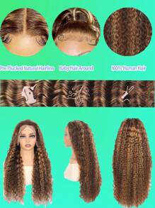 Honey Blonde Deep Wig Human Hair 13x4 HD Highlight Ombre Deep Wave Lace Front Wigs Human Hair Pre Plucked 180% Density 4/27 Colored Wigs For Women Wet And Wavy Lace Front Wigs