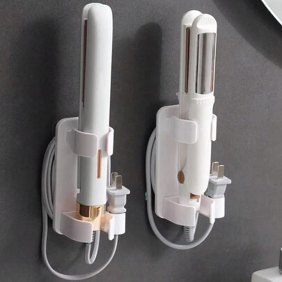 1 件壁挂式美发工具收纳架，无需钻孔，适用于卷发器、直发器、浴室收纳