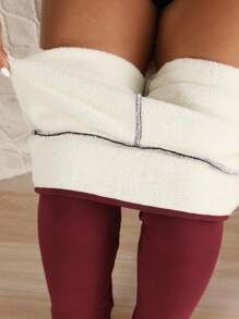 3D Hand-Embroidered Extra Thick Wool Warm Pants (Plus Free Warm Floor Socks), For Winter - Burgundy - View 3