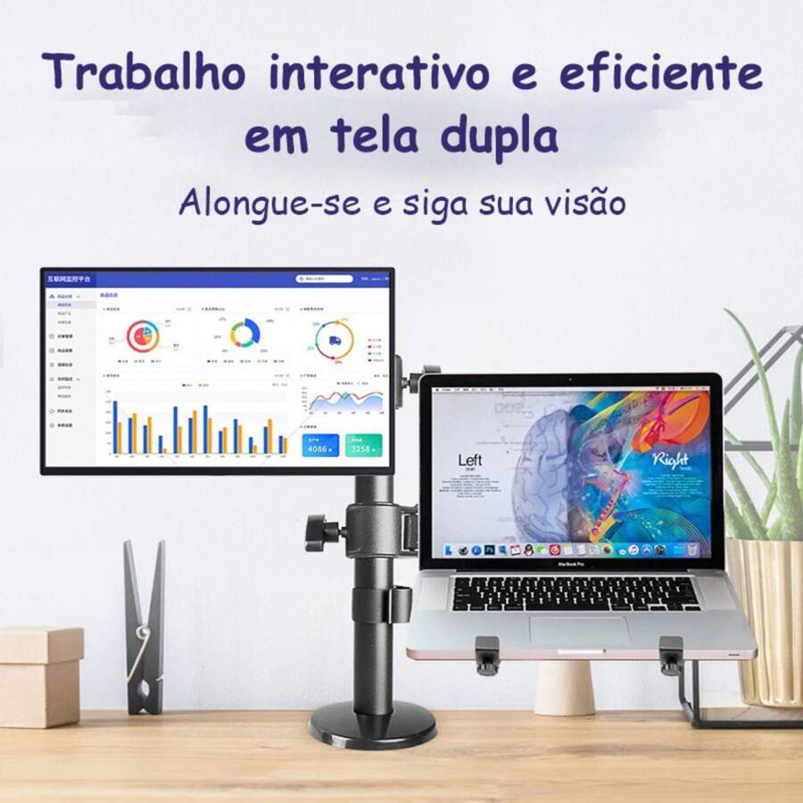 Double Articulated Desk Mount For Monitor And Notebook - màu đen - Xem 1