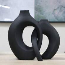 Monaco Ceramic Vase Pair - Black - View 2
