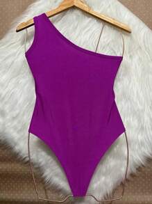 MULA MANCA Bodysuit With Suplex Cups, Trend, New For 2024, Blouse - Màu tím - Xem 2