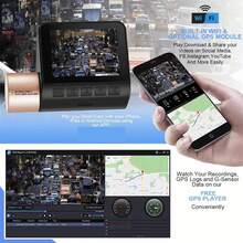 高清行车记录仪 2K 1296P 车载 DVR 2.0 英寸 IPS 屏幕 WiFi 内置 GPS 语音控制 24 小时停车监控夜视 - V50L-C- - 查看 3