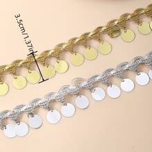 2 码 3.5 厘米亮片流苏吊坠蕾丝首饰装饰衣服流苏水钻 DIY 蕾丝配件流苏缝纫装饰部件衣服宝石或亮片