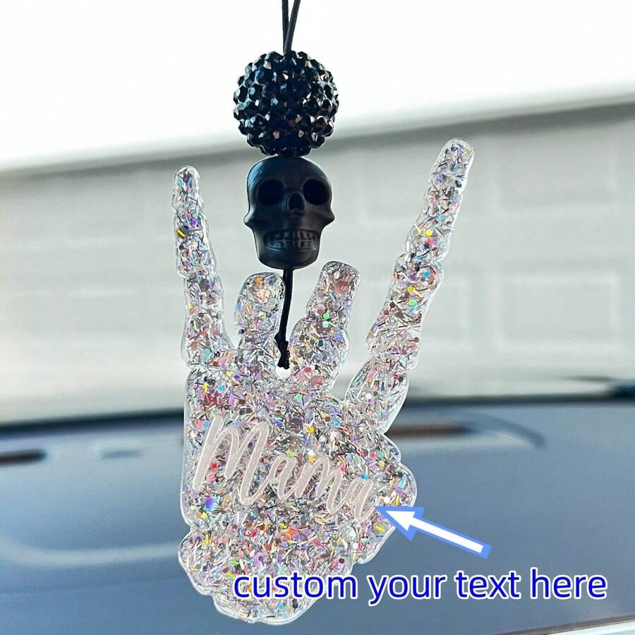 定制亚克力后视镜吊饰，汽车挂饰，骷髅车饰，妈妈车配件，独特的日常驾驶，旅行装饰 - 彩色 - 查看 1