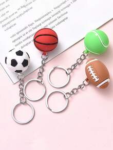 4 件装多色皮球钥匙链吊坠包饰配件 - 彩色 - 查看 7