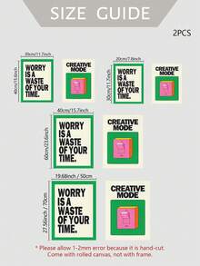 2 件/套无框绿色励志名言帆布艺术印刷品 - 时尚有趣的墙壁装饰，适合客厅、卧室、办公室 - 现代简约海报，完美的礼物创意 - 彩色 - 查看 4