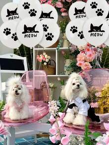 10/16/24 件宠物主题派对装饰喵喵猫脚印乳胶气球宠物生日气球套装 - 彩色 - 查看 1