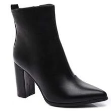 Women's Plain Side Zipper Chunky Heel Simple Ankle Boots, Casual Everyday Wear - Black - 1 - View 5