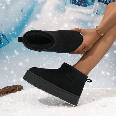 Dopamine Winter Warm Thick Snow Boots For Women, New Arrival Thermal Lined Platform Ankle Boots For Autumn And Winter