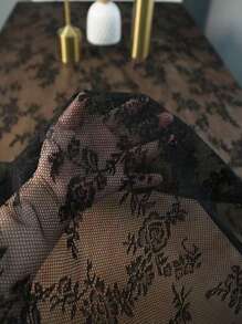 1 buc. Față de masă cu margine din dantelă tricotată, vintage, franceză, covoraș dreptunghiular pentru masă, husă din dantelă pentru masă de ceai, husă decorativă în stil francez, decorațiuni interioare - Negru - Vizualizare 7