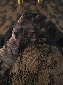 1 buc. Față de masă cu margine din dantelă tricotată, vintage, franceză, covoraș dreptunghiular pentru masă, husă din dantelă pentru masă de ceai, husă decorativă în stil francez, decorațiuni interioare - Negru - Vizualizare 4