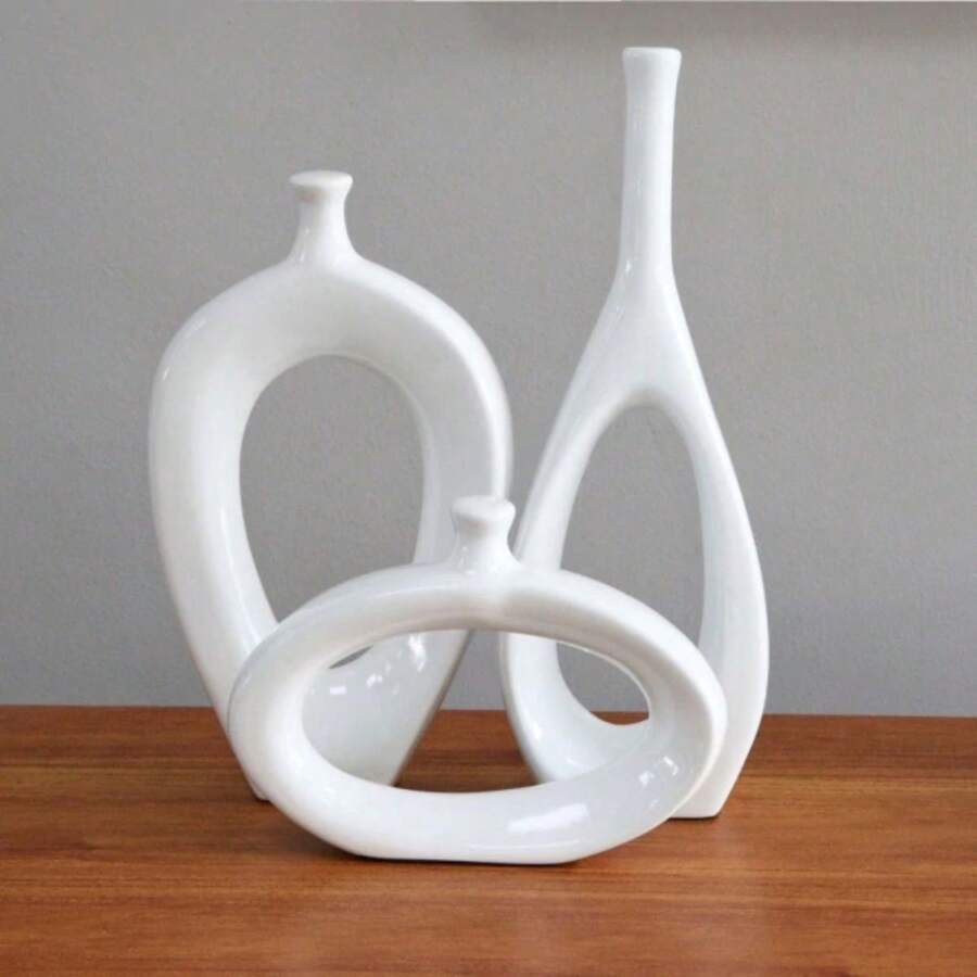 Trio Of Stylized Vases - White - View 1