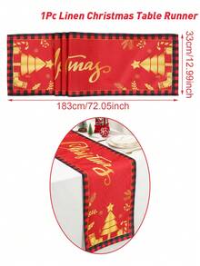 1 tấm khăn trải bàn trang trí màu đỏ "Merry Christmas", khăn trải bàn vải lanh, khăn trải bàn, họa tiết cây thông Noel, vật dụng trang trí tiệc Giáng sinh, quà tặng tiệc Giáng sinh, đồ trang trí Giáng sinh vui vẻ cho kỳ nghỉ đông, đồ trang trí bàn Giáng sinh vui vẻ, đồ trang trí bàn Giáng sinh, đồ trang trí nhà năm mới 2025, quà tặng Giáng sinh - Vàng "Giáng sinh vui vẻ" - Xem 3