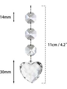 30/10 件水晶心形挂饰 - 透明悬挂心形，用于情人节圣诞树装饰和冬季仙境派对用品装饰 - 彩色 - 查看 7