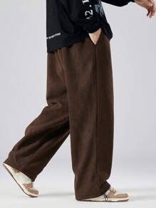 Plus Size Thermal Lined Casual Drawstring Pants, Plus Size - Coffee Brown - View 5