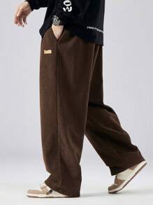 Plus Size Thermal Lined Casual Drawstring Pants, Plus Size - Coffee Brown - View 4