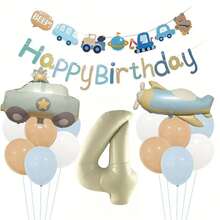 Vintage Car & Airplane Theme Party Decor Set, Numbers 1-9, Suitable For Birthday Party, Celebration And Photo Backdrop - Multicolor - View 13