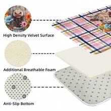 1pc/4pcs Bathroom Curtains Shower, Bathroom Set, Shower Curtain Set, Shower Curtains, Bathroom Decor, Bathroom Rug, Bath Mat, Bathroom Mat, Striped Plaid And Cute Highland Cow Pattern Shower Curtain Set, Classic Minimalist Luxury Bathroom Set, Four Seasons Bathroom Decor Set With 12 Hooks Included - Multicolor - View 8