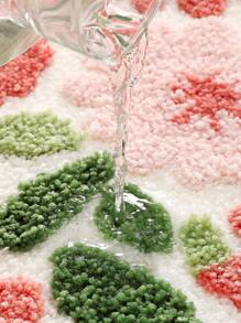 1PC- Flower Plants Bath Mat, Cute Cartoon Bathroom Rug, Ultra Soft Microfiber Bathroom Runner, Anti Slip TPR Backing House Mat, Machine Washable, Living Room, Vanity, Bathtub, Shower, Sink Laundry Mats-Bathroom Decor Floor Carpet Outdoor Rug Door Mat Summer Bathroom Accessories Back To School