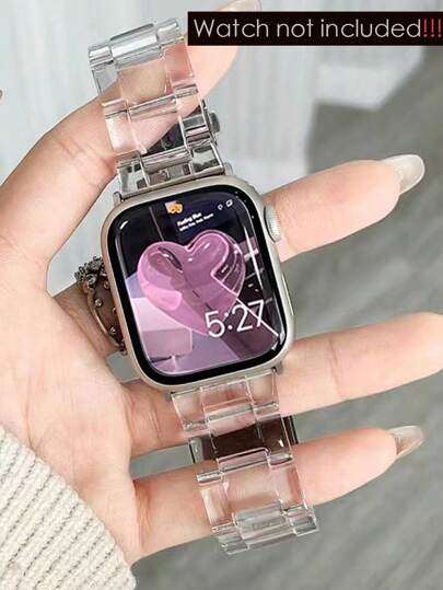 1 Pc Compatible With Apple Watch Strap Summer Transparent Small Resin Apple Watchband Features Are Thin, Waterproof And Translucent, Suitable For Apple Watch Band Ultra9/2 Series8/7/6/5/43/2/1 Series Suitable For 40/41/38mm44/45/42/49mm Advantages Affordable And Good Quality Smart Watch Accessories Free Disassembly Tool Included