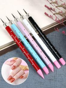 Beautizon Nailartlab 5pcs Acrylic Nail Art Silicone Carving Painting Brushes, UV Gel DIY Art Polishing Double-Ended Sculpting Drawing Nail Dotting Tools - Multicolor - View 2