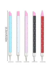 Beautizon Nailartlab 5pcs Acrylic Nail Art Silicone Carving Painting Brushes, UV Gel DIY Art Polishing Double-Ended Sculpting Drawing Nail Dotting Tools - Multicolor - View 5