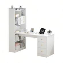 Escritorio De Computadora Con Combinación De Estantería - Blanco - Ver 1
