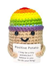 手工企鹅礼物，趣味钩织企鹅挂饰，鲨鱼，创意钩织蜜蜂/玉米环励志装饰，桌面装饰，附赠积极信念卡片，铜质钥匙扣挂饰，桌面盆栽花卉蔬菜装饰，积极礼物 - 蔬果系列 - 查看 8