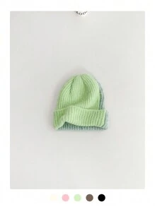 1 件女士冬季针织帽，糖果色拼布，温暖户外风格休闲装，全新设计 - 彩色 - 查看 16