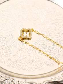 1pc Fashionable & Simple S925 Sterling Silver Cubic Zirconia Hollow Four-Leaf Clover Flower Bracelet, Everyday Wear For Women, Jewelry Gift For Valentine's Day, Holiday Valentines