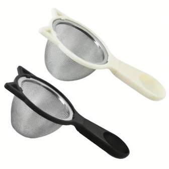 2 piezas, Coladores de malla metálica multifuncionales con mango - Perfectos para exprimir, colar té, harina, leche de soja y talla grande - Utensilios y herramientas de cocina para una preparación de alimentos sin esfuerzo