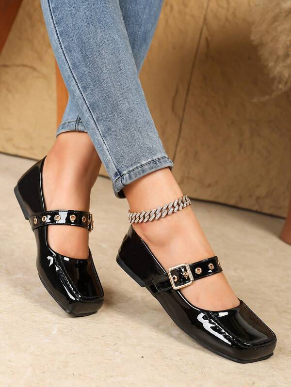 New Vintage French Style Women Black Mary Jane Shoes Flat One-Buckle Low-Cut Casual Shoes, Suitable For Spring/Autumn/Winter