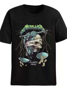 Metalica Rock Band T-Shirt For Fans 100% Cotton Thread 30.1 - Fast Shipping - 黑色 - 查看 2