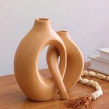 Monaco Ceramic Vase Pair - Camel - View 3