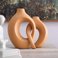 Monaco Ceramic Vase Pair - Camel - View 2