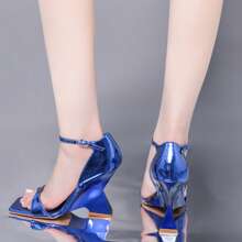 BELOVELY[CROSSHEL-2] Women's Vera Wedge Sandal Walking Shoes Girl Footwear Shoe Summer Comfort Dance Stylish Leather Design Buckle Dress - 寶藍色 - 查看 5