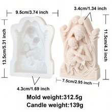 3D 相框圣母玛利亚与婴儿硅胶蜡烛模具玫瑰花环圣母子雕像陶瓷石膏树脂制作工具工艺品铸造模具 - 白色 - 查看 10